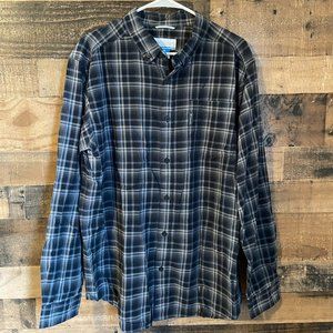 Columbia Plaid Button Down Flannel Shirt Men's Size L Blue